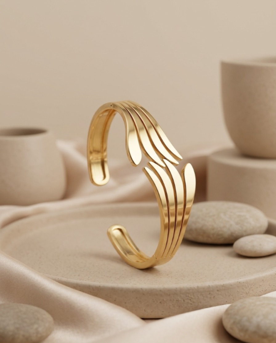 Golden Wave Cuff Bracelet
