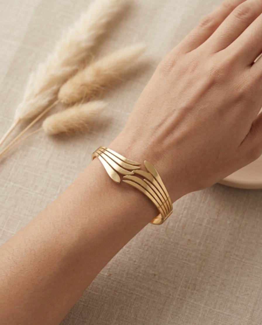 Golden Wave Cuff Bracelet - Image 2