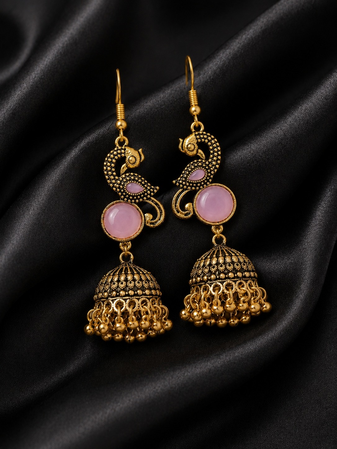 Rosé Peacock Jhumkas