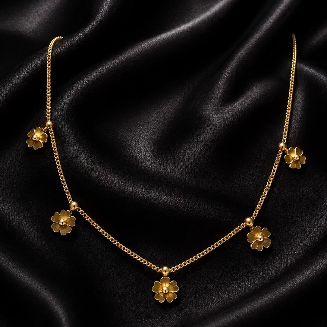 Golden Daisy Charm Necklace
