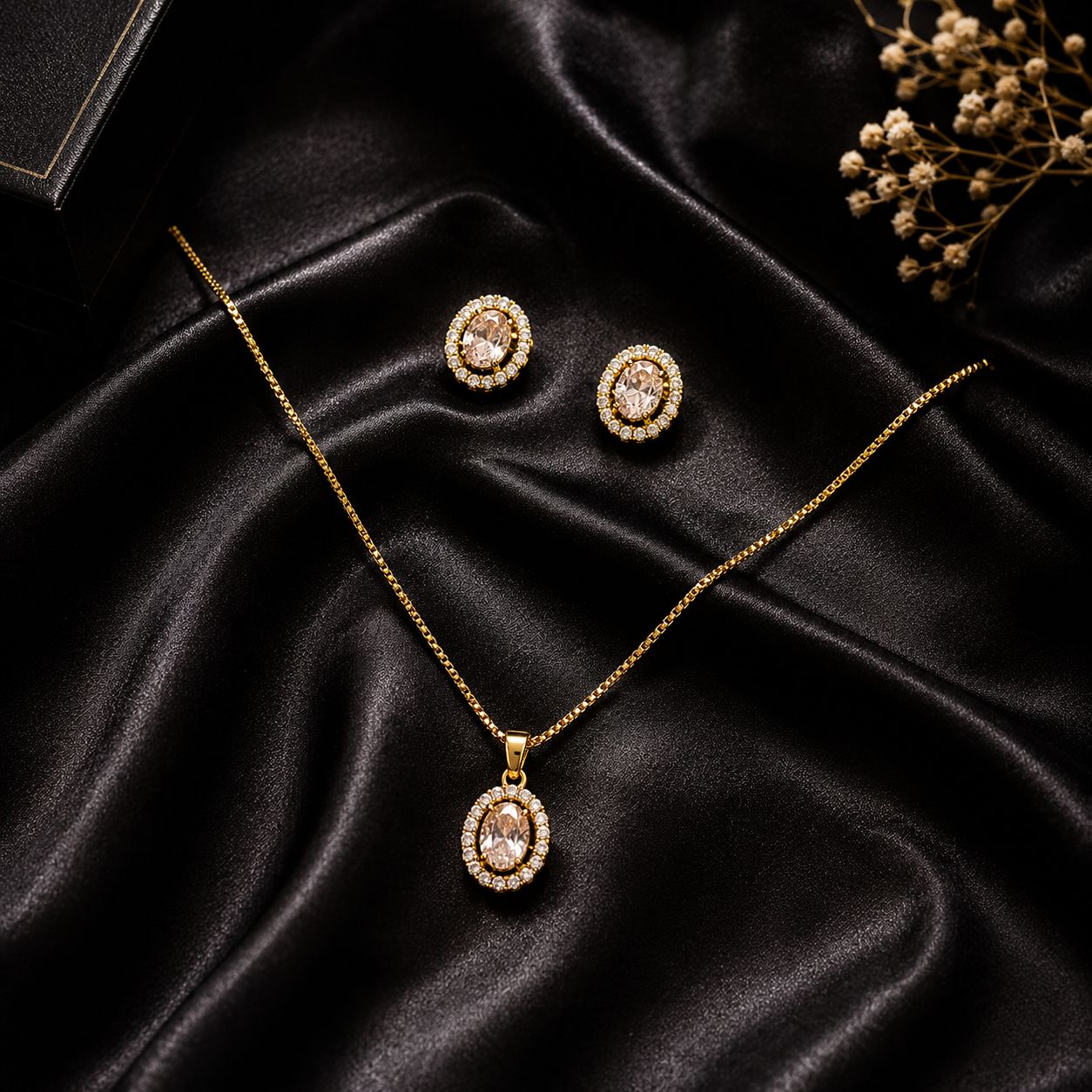 Champagne Halo Jewelry Set