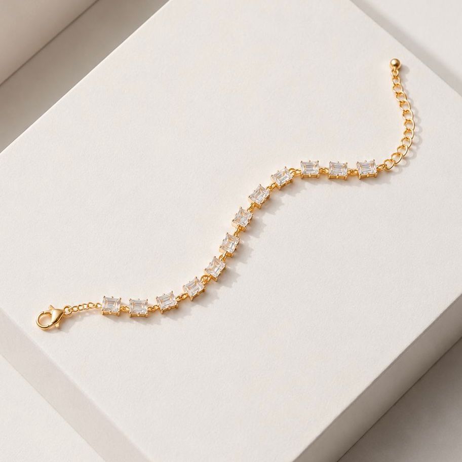 Emerald Cut Crystal Tennis Bracelet