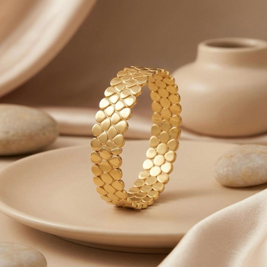 Golden Mosaic Cuff Bracelet